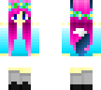 blue and pink wolf cat girl