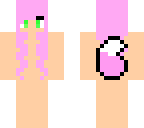 pink haired girl with green eyes w ears and tail