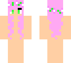 pink haired girl with green eyes with flowercrown