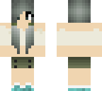 black haired girl with cyan sneakers with crop top