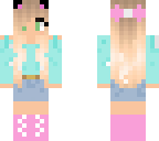 blonde girl with green eyes and a pink bow