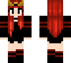 cleora black and red outfit and red hair