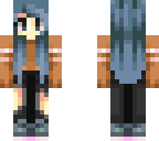 blue hair orange hoodie woman