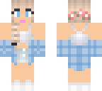 blue flannel with flowers in hair