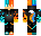 fire and ice wolf with icy and flame hair