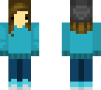 black beanie with blue sweater