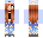 blue girl with red hair and ripped jeans