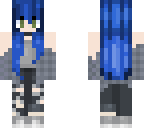 cute blue hair flannel girl