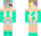 mint green kitty girl with flower crown