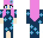 cute pink haired girl in blue dress