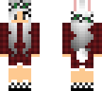 silver bunny girl wearing a flannel