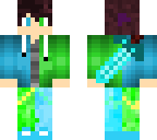 green and blue with sword