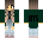 olive green bts girl black shirt