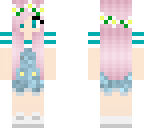 pink hair girl in overalls