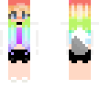 cute wolf girl with rainbow hair