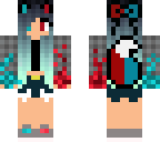 cute blue and  red fire wolf girl