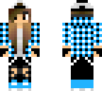gamer girl w brown hair blue jacket  and black pants