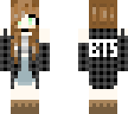 bts fangirl with brown hair and green eyes