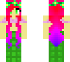 mermaid in pink bathing suit with green flower headband
