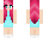 pink haired girl in blue dress slim