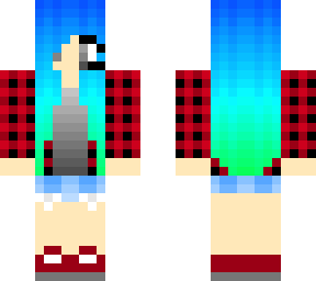 blue/green hairl plaid girl