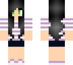 cute black haired girl with purple outfit