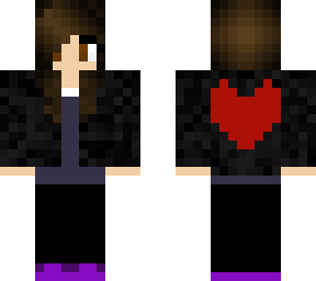 girl in black camo hoodie with red heart