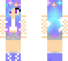 purple and blue hair, fishnet top