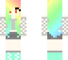 rainbow hair with fishnet top
