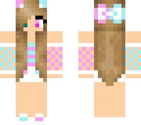 cute blue and pink cat girl