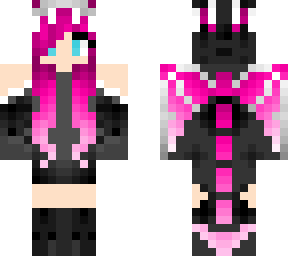 pink, black, white dragon girl