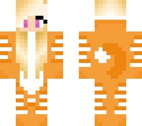 girl with orange cat onesie