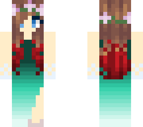teal dress girl with flower crown