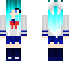 bleu hair school girl