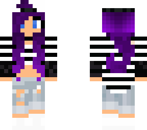 purple hair striped shirt