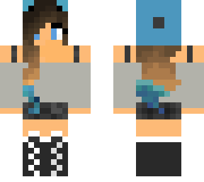blue and grey beenie girl with cat ears