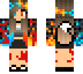 Fire Ice wolf girl Blood | Minecraft Skin