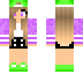 purple and green highschool girl