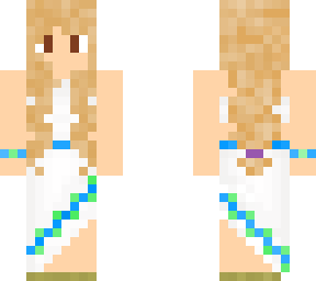 white dress with blue-green decoration