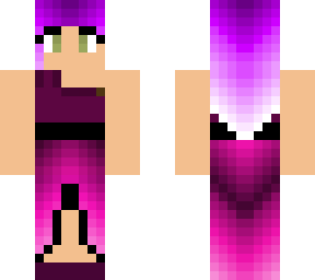 purple hair with magenta dress