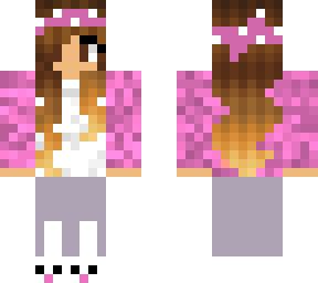 purple pajamas with bunny slippers girl skin