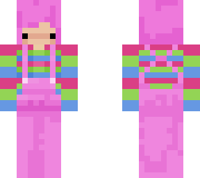 kawaii rainbow overalls girl