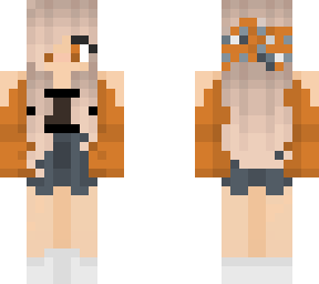 aesthethic girl /w black cropped top & orange off-shoulder cardigan w blond hair