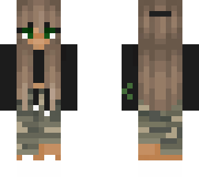 camo pants girl w/ long brown hair