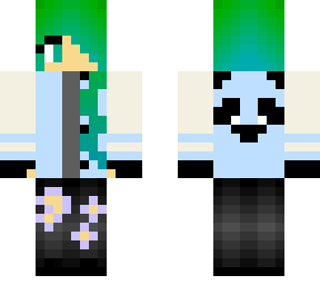 panda baseball jacket green gradient hair