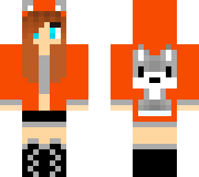 cute fox hoodie girl orange