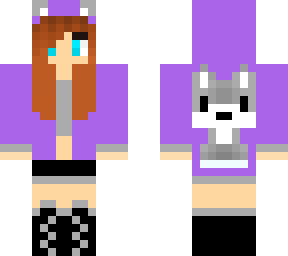 cute fox hoodie girl purple