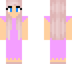 pink hair girl with ruflfe dress