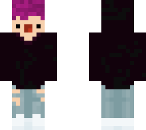 black hoodie purple hair kid