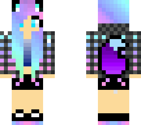 cute galaxy wolf girl with fluffy tail